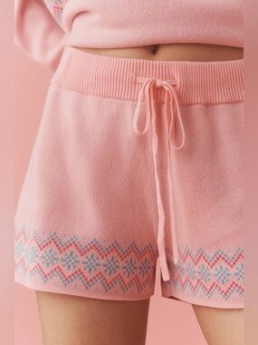 Anthropologie Beach Riot Balboa Pink Knit Fair Isle Shorts Size Medium NWT